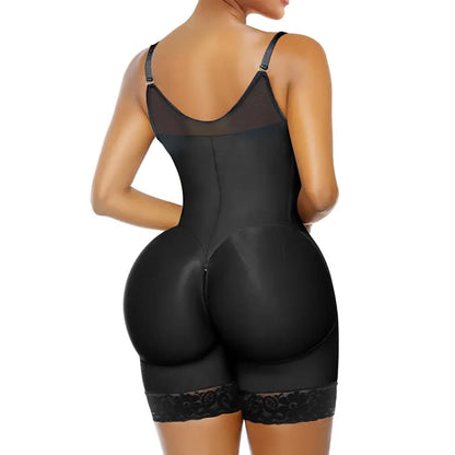 Women Fajas Shapewear Tummy Control Butt Lifter Shaper with Zipper Crotch Detachable Shoulder Strap