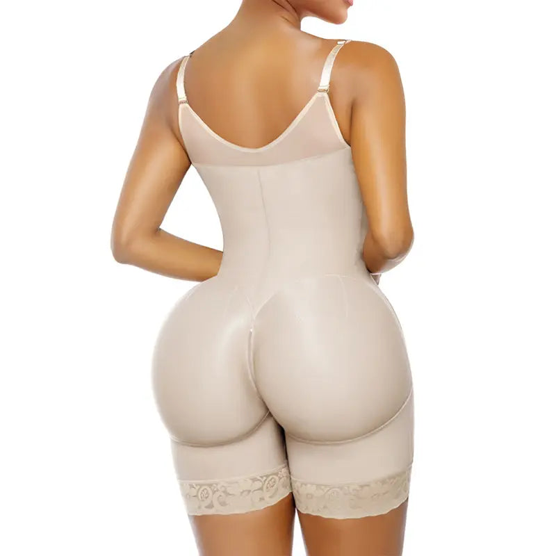 Women Fajas Shapewear Tummy Control Butt Lifter Shaper with Zipper Crotch Detachable Shoulder Strap